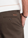 Ombre Clothing Pánske chino nohavice REGULAR FIT s jemnou štruktúrou - hnedé