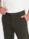 Ombre Clothing Pánske chino nohavice REGULAR FIT s jemnou štruktúrou - tmavozelené