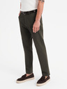 Ombre Clothing Pánske chino nohavice REGULAR FIT s jemnou štruktúrou - tmavozelené