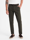 Ombre Clothing Pánske chino nohavice REGULAR FIT s jemnou štruktúrou - tmavozelené