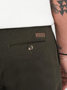 Ombre Clothing Pánske chino nohavice REGULAR FIT s jemnou štruktúrou - tmavozelené