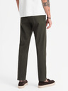 Ombre Clothing Pánske chino nohavice REGULAR FIT s jemnou štruktúrou - tmavozelené