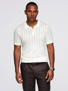 Ombre Clothing Pánske polo tričko so zipsom pri výstrihu - biele