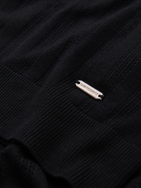 Ombre Clothing Pánske polo tričko so zipsom pri výstrihu - čierna