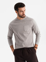Ombre Clothing Pánske sivé bavlnené tričko s dlhým rukávom