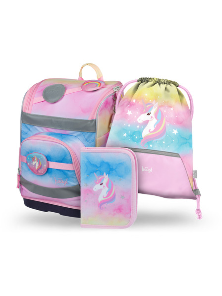 BAAGL  BAAGL SET 3 Zippy plus Rainbow Unicorn: aktovka, peračník, vrecko
