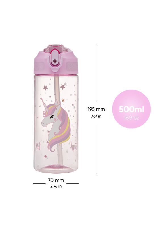 BAAGL  BAAGL Tritánová fľaša na pitie s slamkou Rainbow Unicorn 500 ml