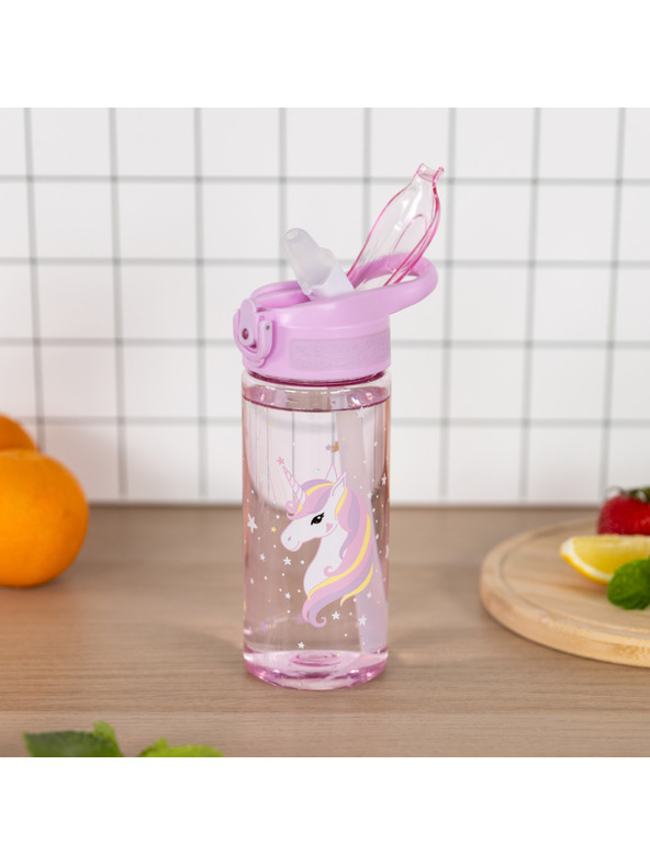 BAAGL  BAAGL Tritánová fľaša na pitie s slamkou Rainbow Unicorn 500 ml