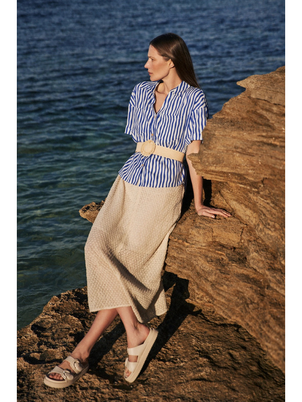 Moodo Béžový opasok s guľatou sponou