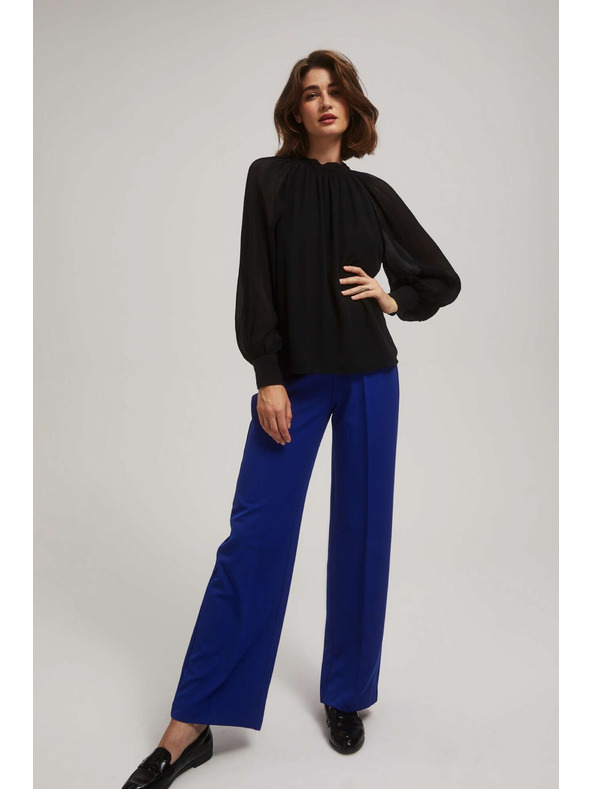 Moodo Čierna blúzka s priesvitnými rukávmi