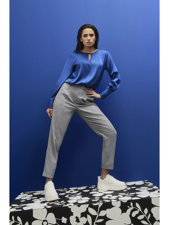 Moodo Modrá lesklá blúzka Moodo