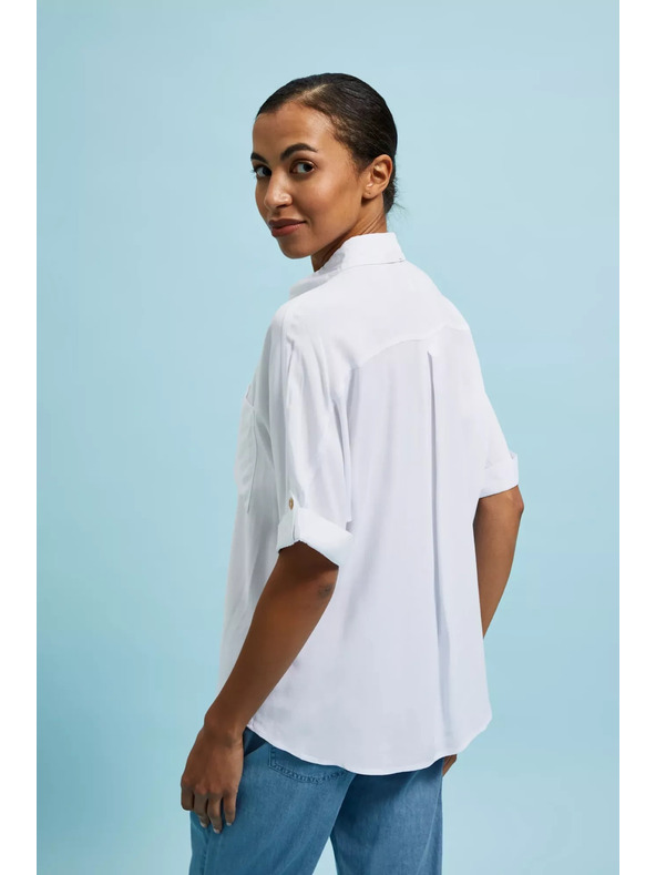 Moodo Biela košeľa s krátkym rukávom