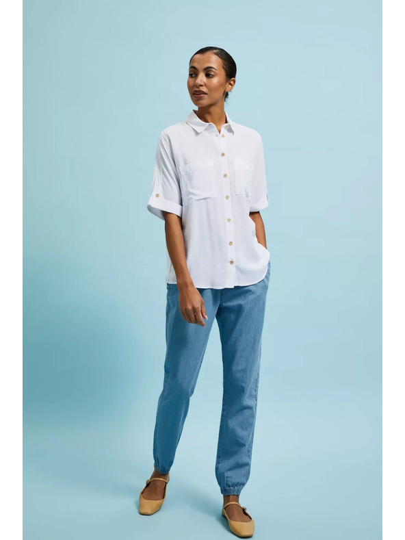 Moodo Biela košeľa s krátkym rukávom