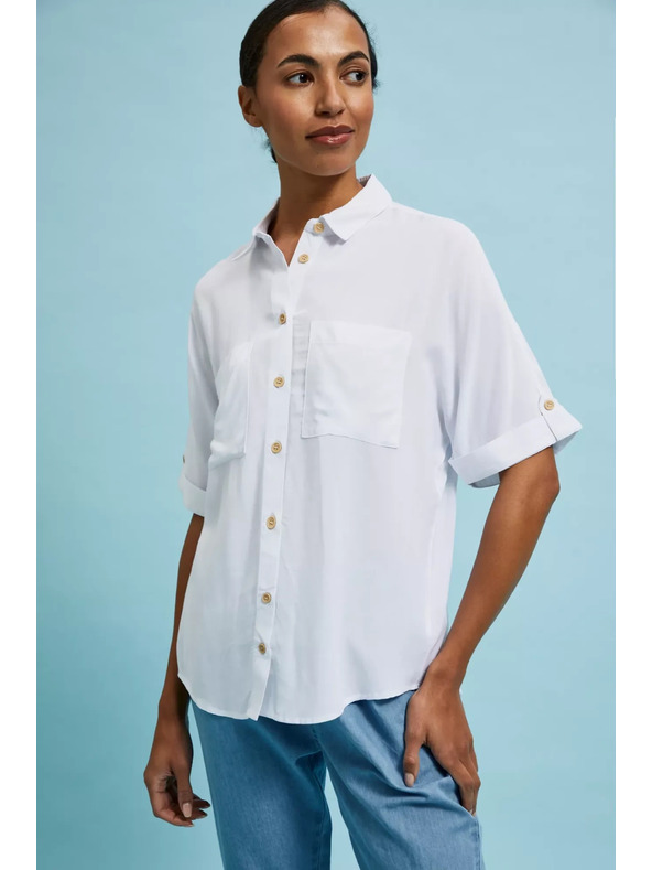 Moodo Biela košeľa s krátkym rukávom