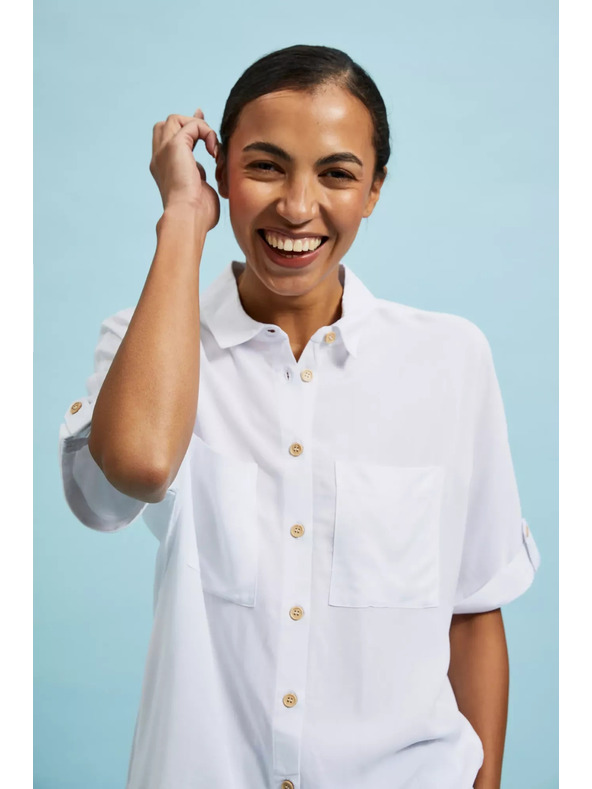Moodo Biela košeľa s krátkym rukávom