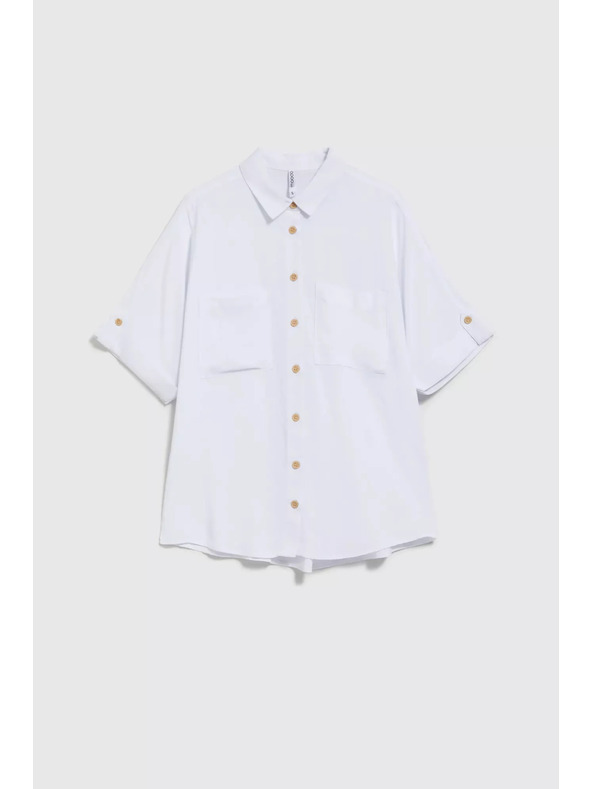 Moodo Biela košeľa s krátkym rukávom