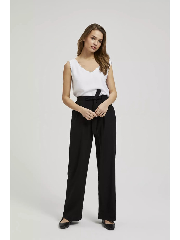 Moodo Biele tielko s ozdobným lemom