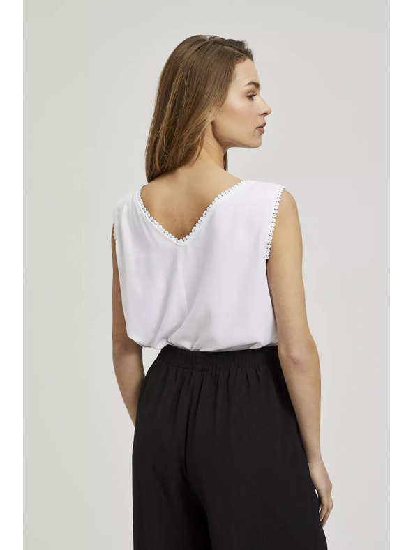 Moodo Biele tielko s ozdobným lemom