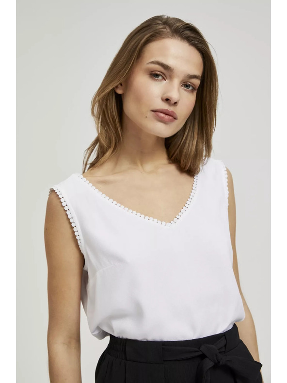 Moodo Biele tielko s ozdobným lemom