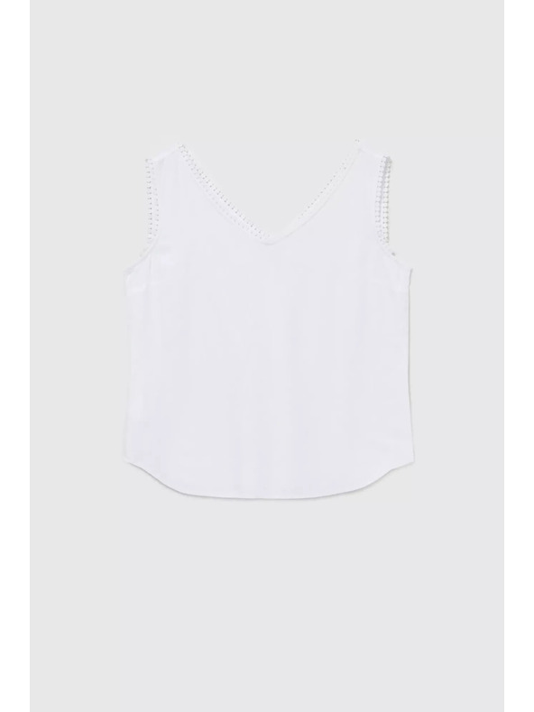 Moodo Biele tielko s ozdobným lemom