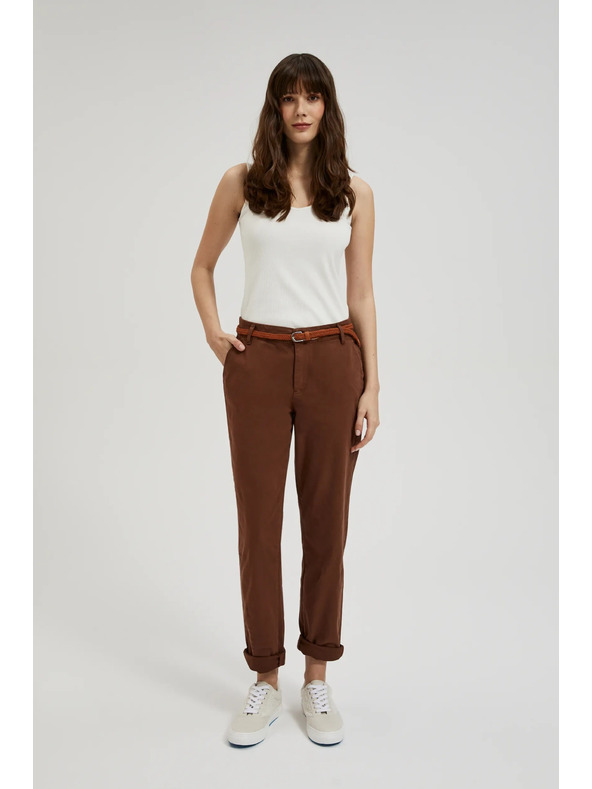 Moodo Hnedé nohavice s opaskom