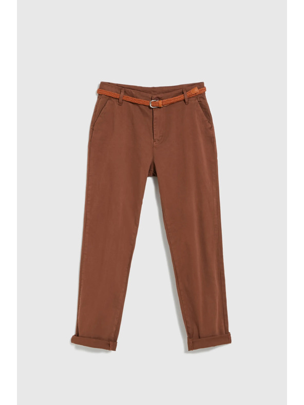 Moodo Hnedé nohavice s opaskom