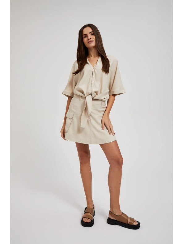 Moodo Krémové krátke nohavice s vreckami