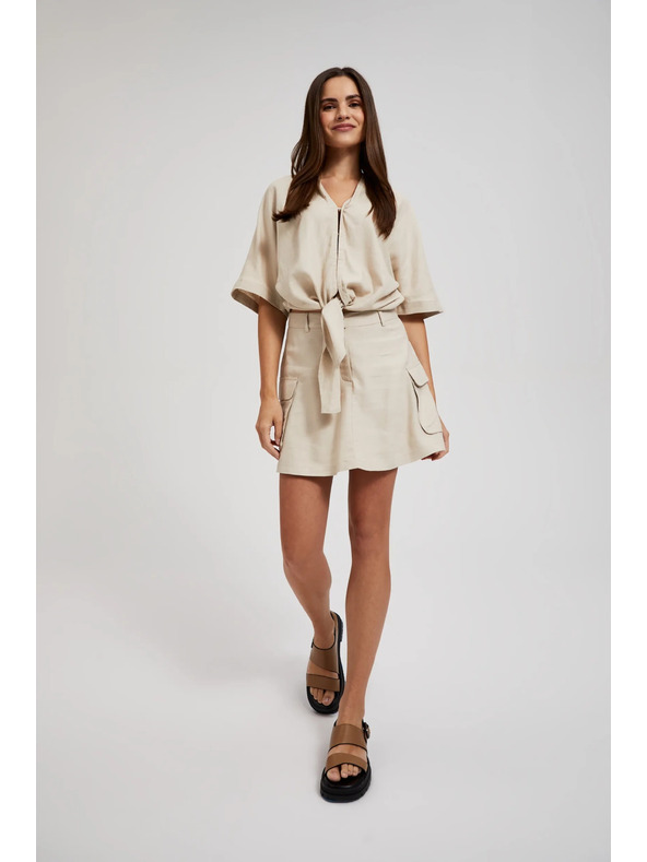 Moodo Krémové krátke nohavice s vreckami