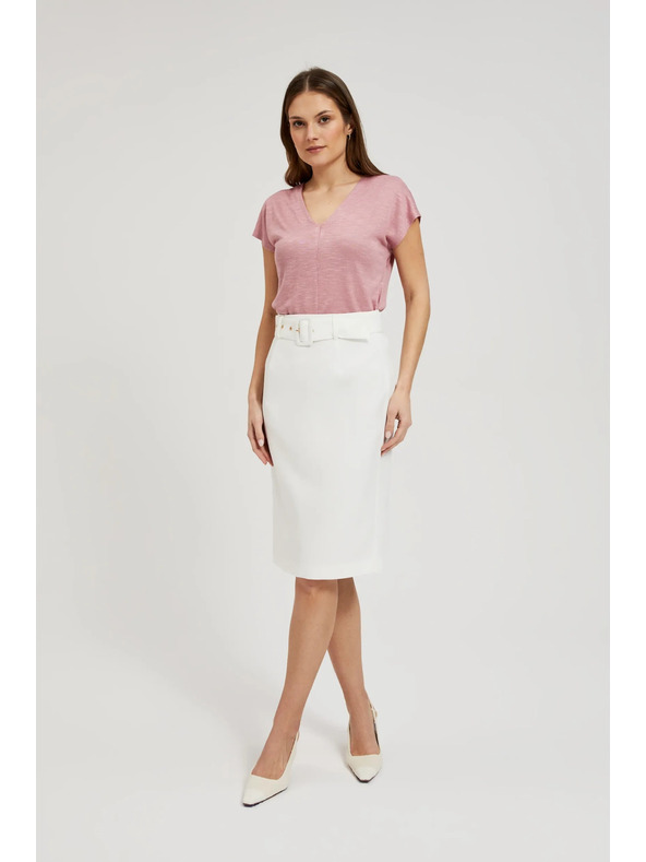 Moodo Biela púzdrová sukňa s páskom