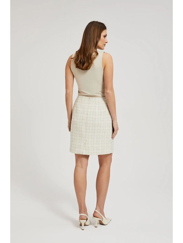Moodo Krémová púzdrová kockovaná sukňa