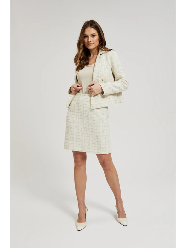 Moodo Krémová púzdrová kockovaná sukňa