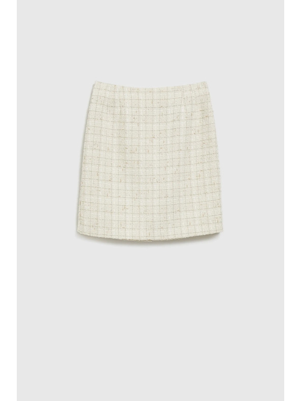 Moodo Krémová púzdrová kockovaná sukňa