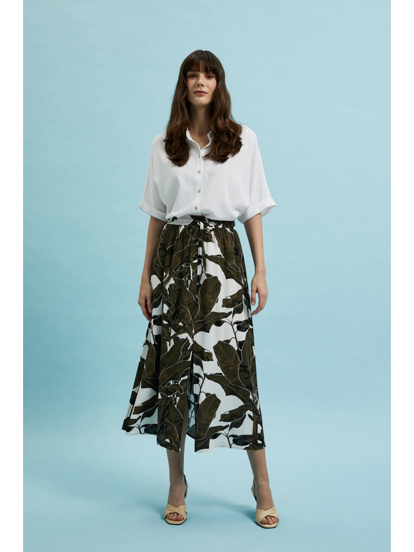 Moodo Khaki vzorovaná voľná sukňa