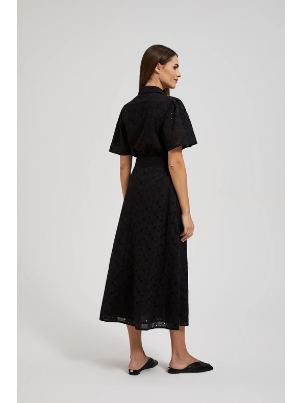 Moodo Čierne košeľové šaty so širokými rukávmi