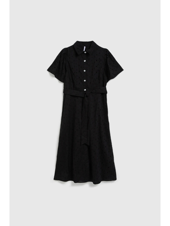Moodo Čierne košeľové šaty so širokými rukávmi