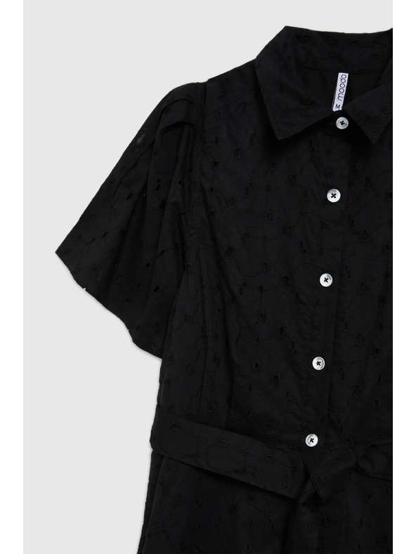 Moodo Čierne košeľové šaty so širokými rukávmi