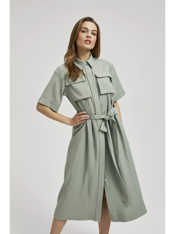 Moodo Olivové košeľové šaty