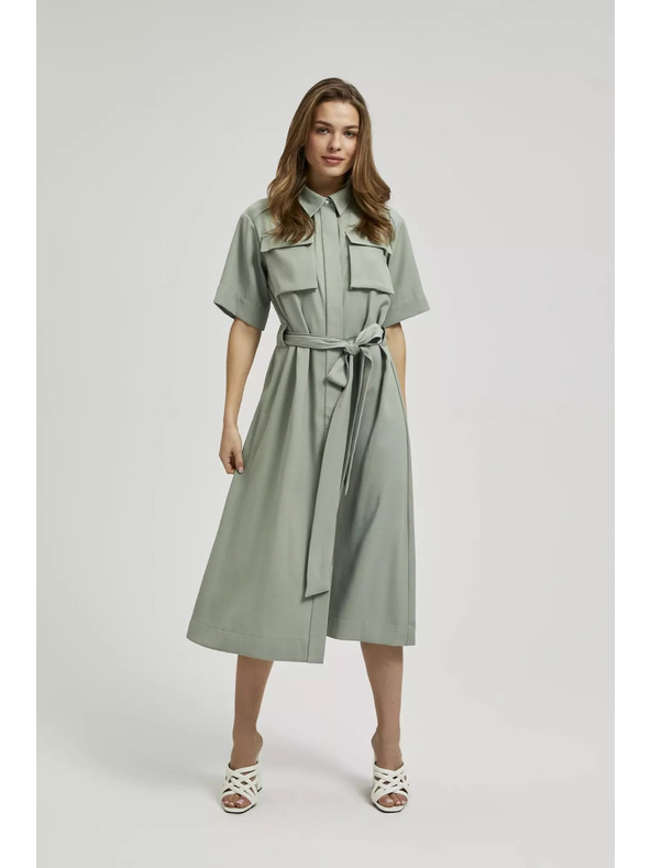 Moodo Olivové košeľové šaty