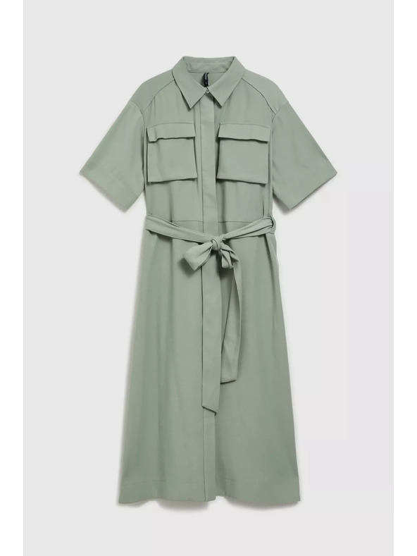 Moodo Olivové košeľové šaty