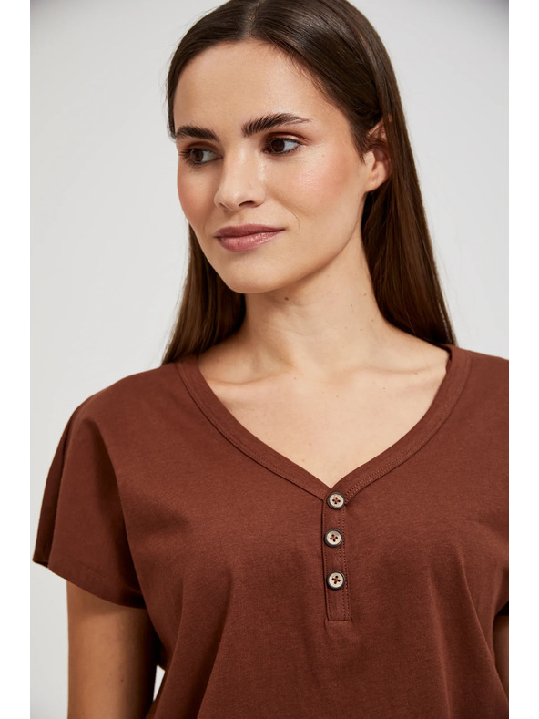 Moodo Hnedý top s gombíkmi