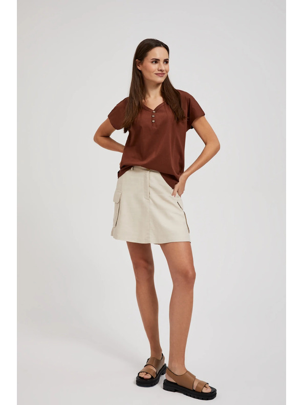 Moodo Hnedý top s gombíkmi