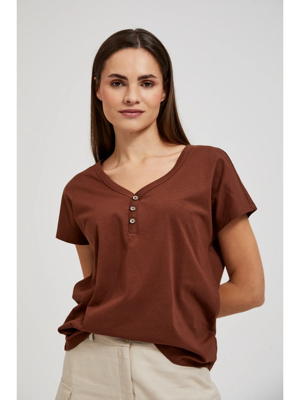 Moodo Hnedý top s gombíkmi