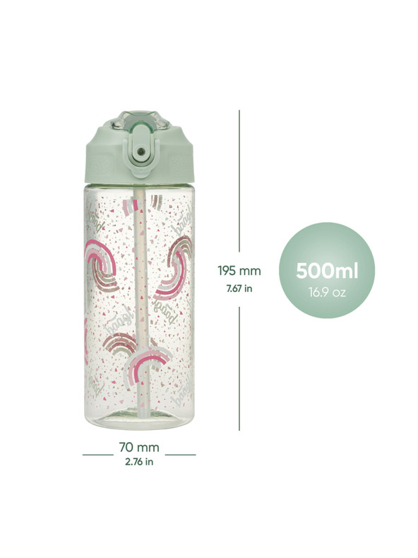BAAGL  BAAGL Tritánová fľaša na pitie s slamkou Dúha 500 ml