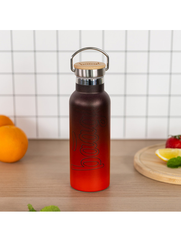 BAAGL  BAAGL Termofľaša s bambusovým viečkom Gradient červeno-čierna, 500 ml