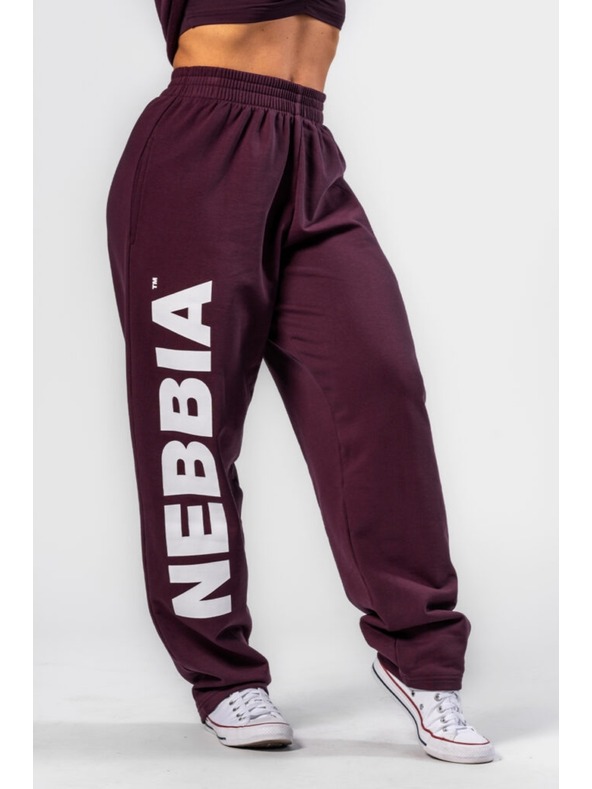 Nebbia Bordové baggy tepláky NEBBIA BOYFRIEND STYLE 432