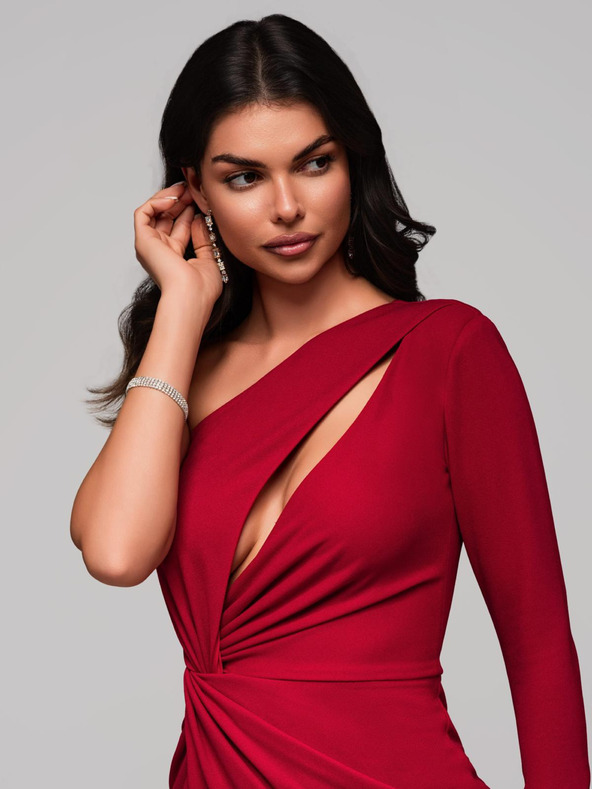 Edoti Maxi šaty GRACE - tmavočervené