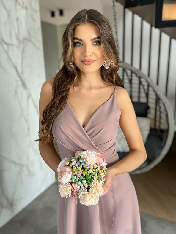 Edoti Maxi šaty LOVE - púdrové