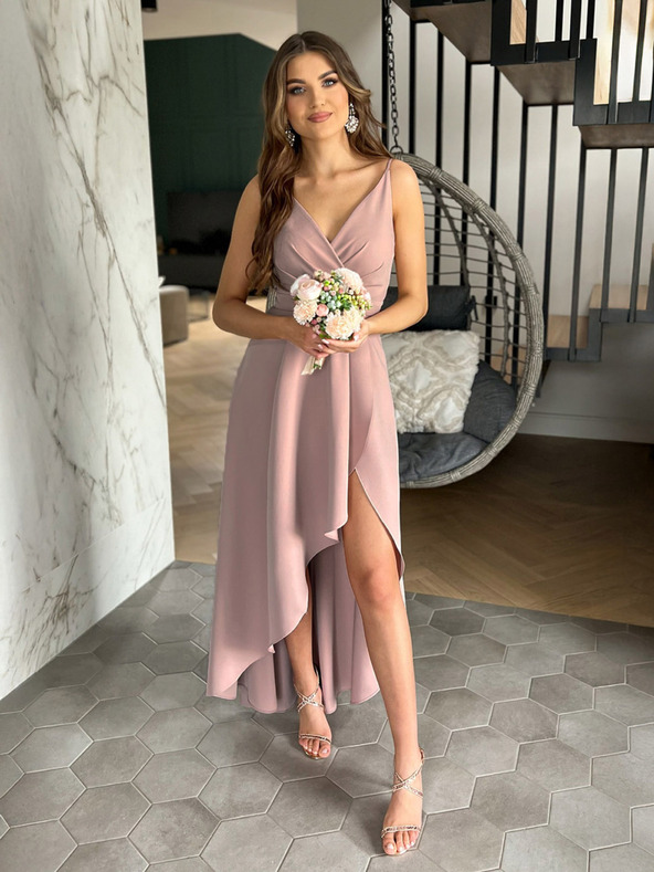 Edoti Maxi šaty LOVE - púdrové