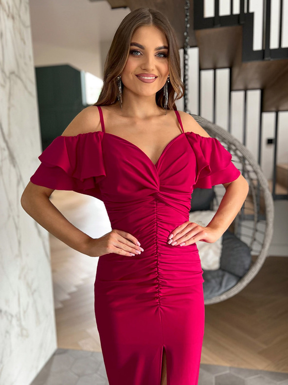 Edoti Maxi šaty FLORENCE - fuchsiová farba