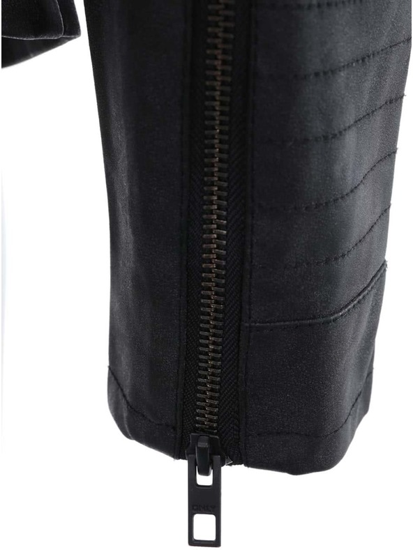 ONLY Čierna dámska kožená bunda na krivky s vreckami ONLY Biker